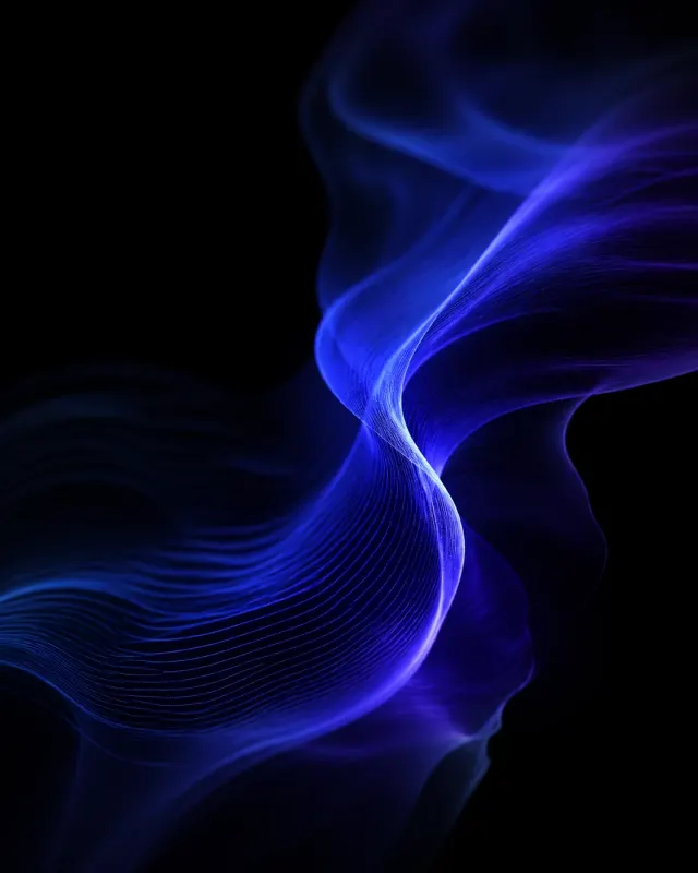 Sculptural fluid blue form